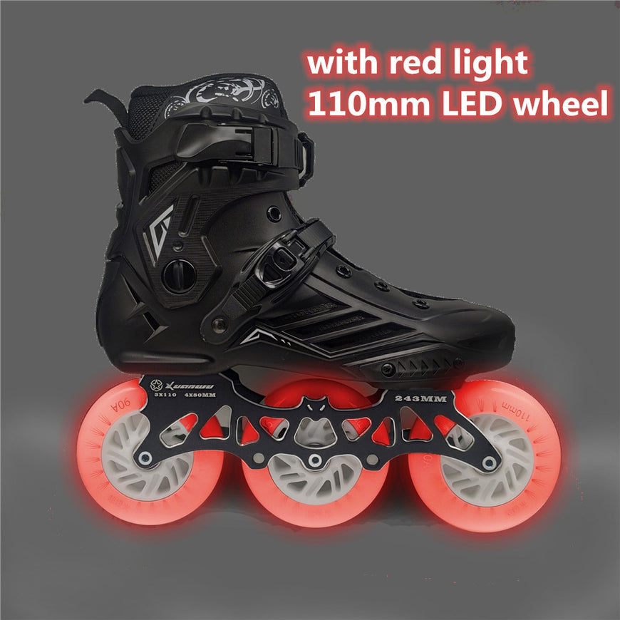 LED Roller Skate Shoes - 3 Wheels Inline Furvenzy 3X110mm LED12 Men's 5 (Ladies 6)