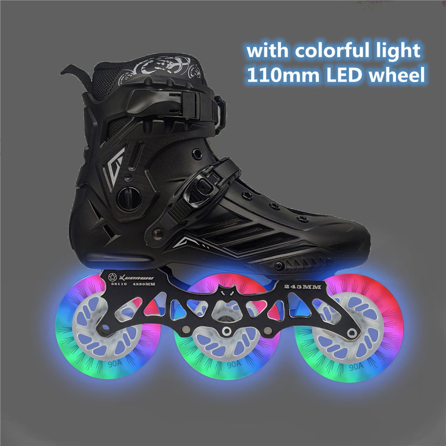 LED Roller Skate Shoes - 3 Wheels Inline Furvenzy 3X110mm LED16 Men's 5 (Ladies 6)