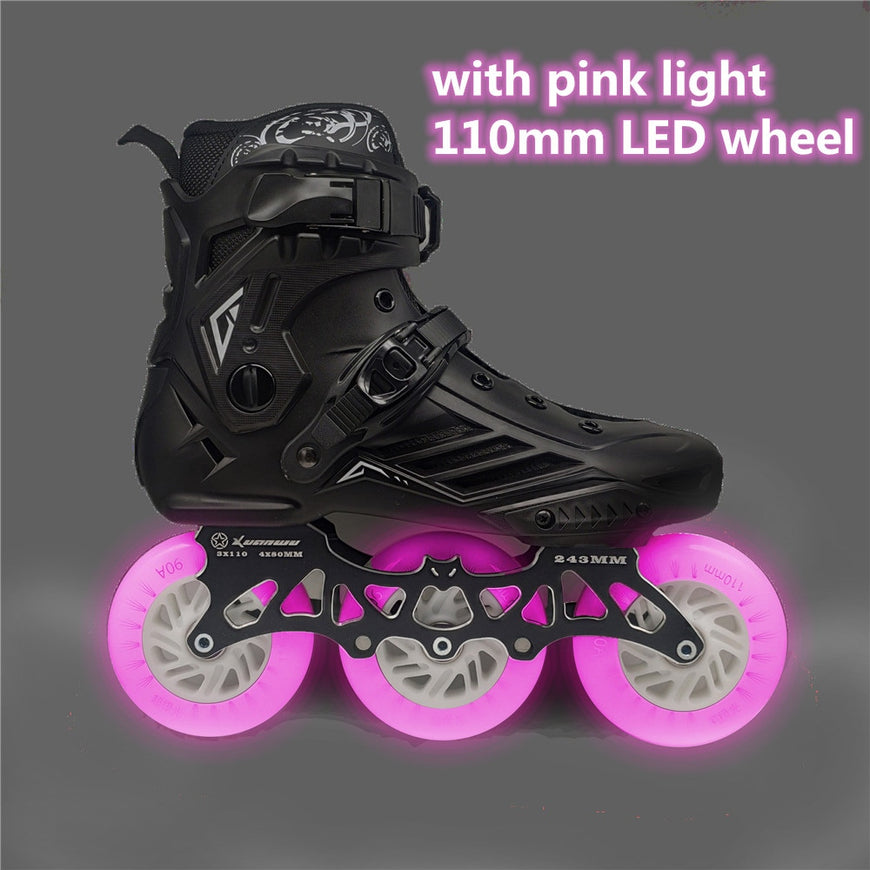 LED Roller Skate Shoes - 3 Wheels Inline Furvenzy 3X110mm LED15 Men's 5 (Ladies 6)
