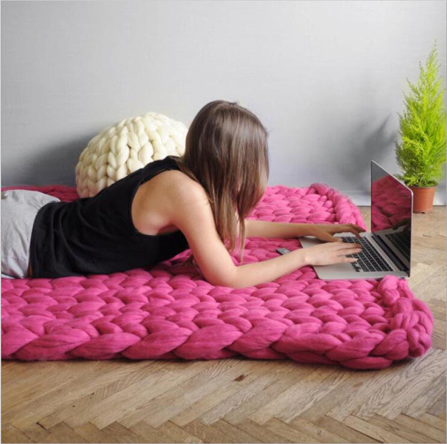 Merino Wool Throw Blanket Furvenzy 60x60cm 12