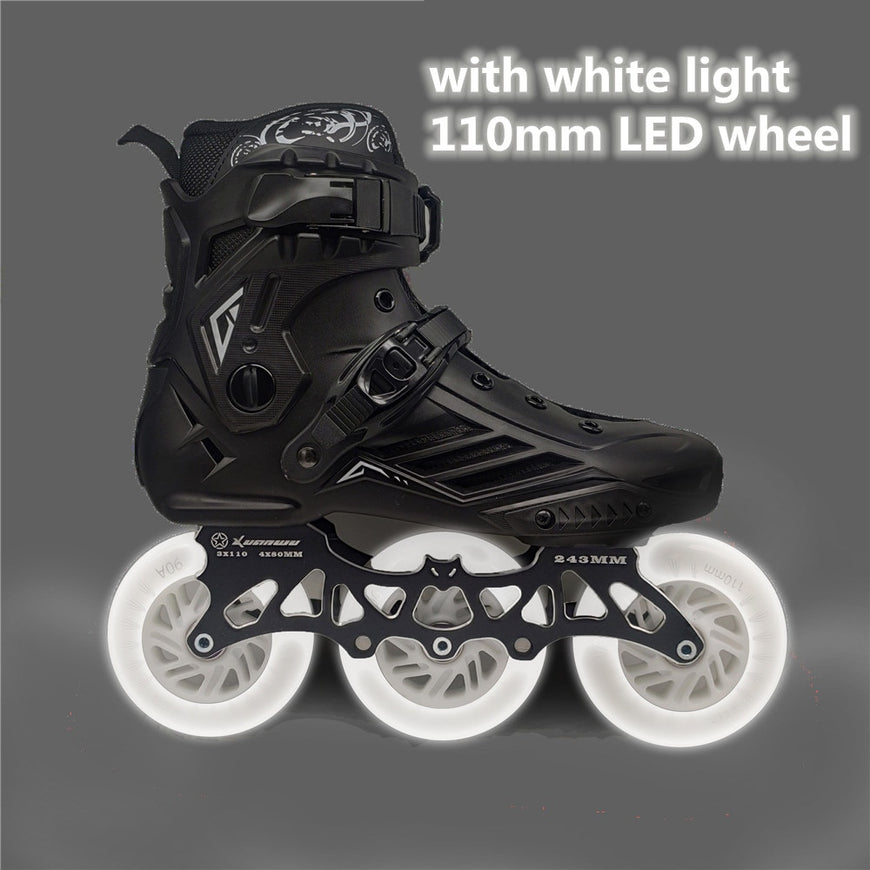 LED Roller Skate Shoes - 3 Wheels Inline Furvenzy 3X110mm LED11 Men's 5 (Ladies 6)