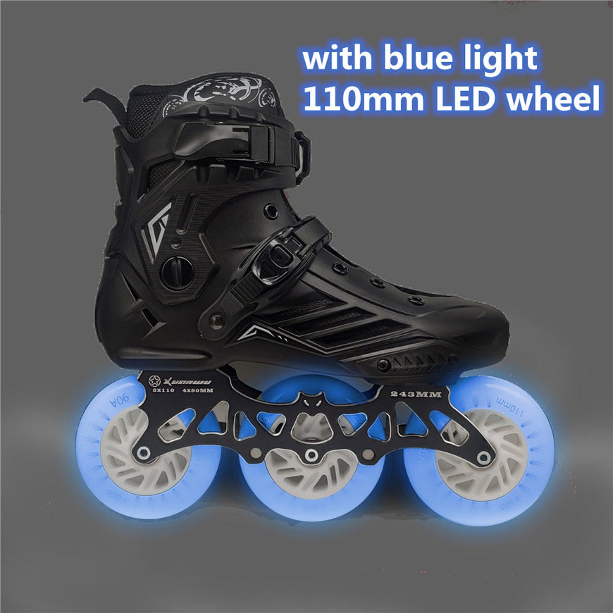 LED Roller Skate Shoes - 3 Wheels Inline Furvenzy 3X110mm LED14 Men's 5 (Ladies 6)