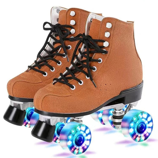Leather Roller Skates Shoes Quad Sneakers Furvenzy