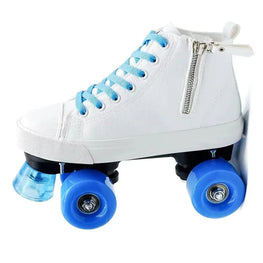 Leather Roller Skates Shoes for Men Women Furvenzy White 2 Men's 4.5 (Ladies 5.5)