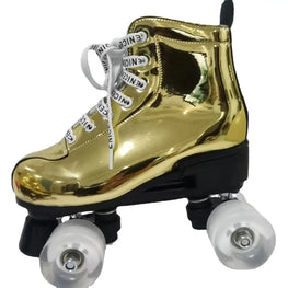 Gold Silver Leather Roller Skates Skating Shoes Furvenzy PU Wheel Men's 4 (Ladies 5)