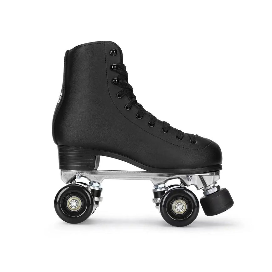 Double Row Leather Roller Skates Shoes Furvenzy Black Men's 4.5 (Ladies 5.5)