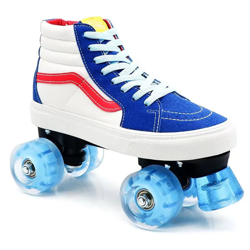 Canvas Roller Skates Blue and White Furvenzy Flash Wheel Men's 4.5 (Ladies 5.5)