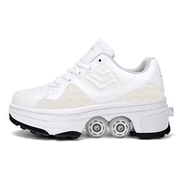 Four-Wheel Skating Shoes with Brake Head Furvenzy White Men's 4 (Ladies 5)