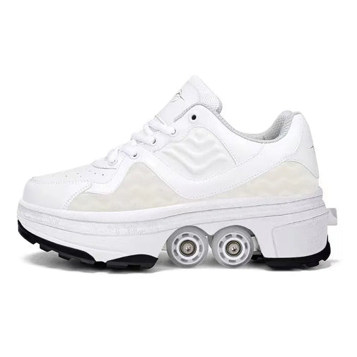 Four-Wheel Skating Shoes with Brake Head Furvenzy White Men's 4 (Ladies 5)