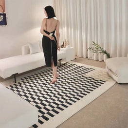 Checkered Rug Vintage Checkerboard Carpet Furvenzy