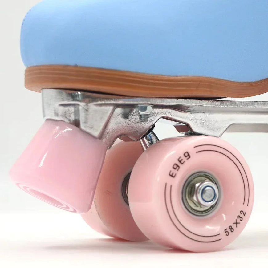 Pink Blue Double Row Roller Skates Shoes Furvenzy