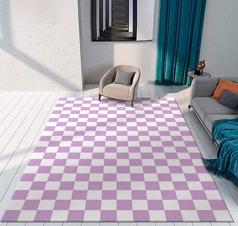 Checkerboard Rug Plaid Carpet - Furvenzy