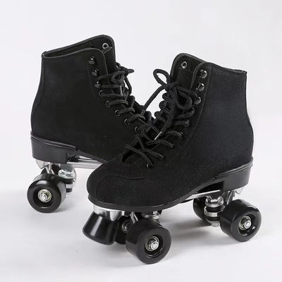 Leather Roller Skates Shoes Quad Sneakers - Furvenzy