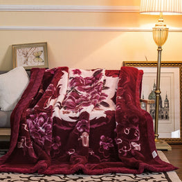 Raschel Mink Weighted Blanket - Double Layer Furvenzy Maroon 200X230CM(78X90Inch)
