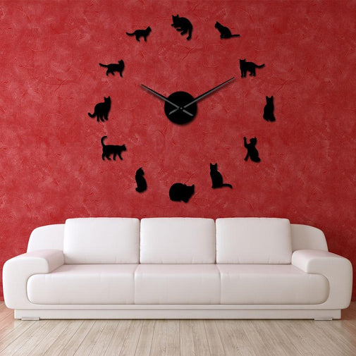 Cats Silhouette Wall Clock Furvenzy Black 27 Inch