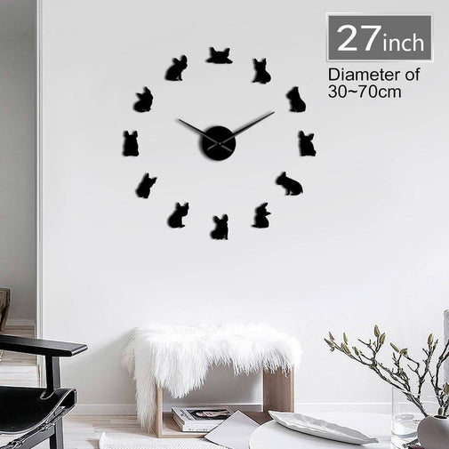 French Bulldog Wall Clock Furvenzy Black 27 Inch