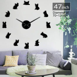 French Bulldog Wall Clock Furvenzy Black 47 Inch