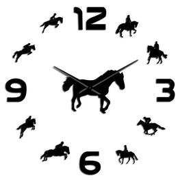 Horse Riding Silhouette Wall Clock Furvenzy Black 27 Inch