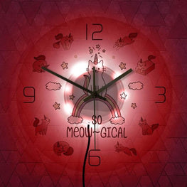 Kitty Unicorn Wall Clock Furvenzy 7 Colors LED