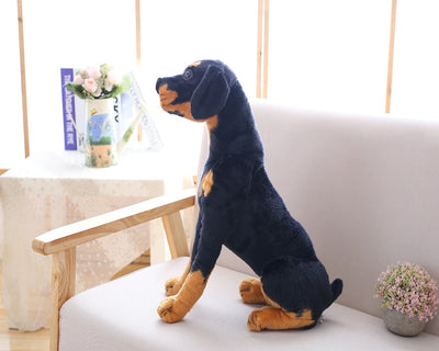 Realistic Black Dog Plush Stuffed Toy
