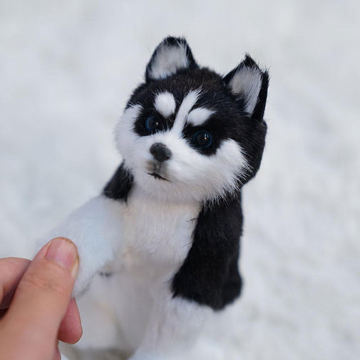 Realistic White Siberian Husky Dog Plush Stuffed Toy Furvenzy