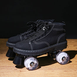 Outdoor Roller Skates for Women & Men - Black Furvenzy White Wheel Men's 6.5 (Ladies 7.5)