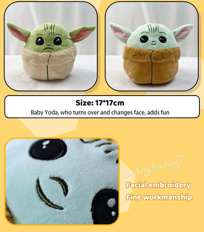 Plush Baby Yoda Toy Double-Sided 7"