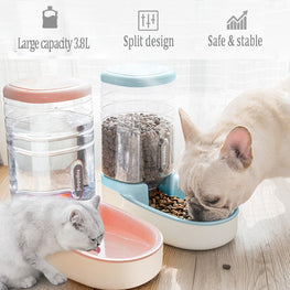 Dog Bowl Food Container Automatic Feeder & Water Dispenser Furvenzy