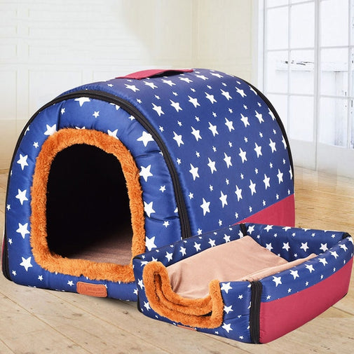 Large Pet Bed Dog House Furvenzy 2XL - 36 x 26.5 x 28.5 INCH Blue