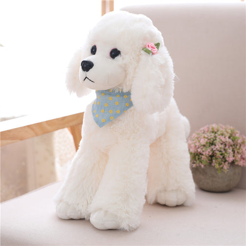 Realistic Poodle Teddy Plush Dog Toy Furvenzy 25cm White