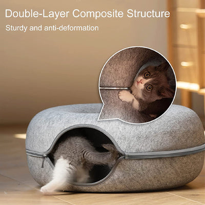 Round Cat Tunnel Donut Bed
