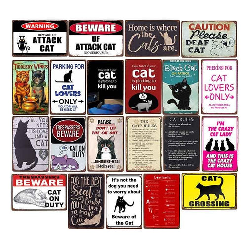 Retro Cats Wall Art Plaque Furvenzy