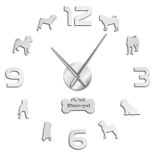 Shar Pei Dog Wall Clock Furvenzy Silver 27 Inch